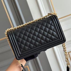 boy medium 25 black quilted caviar ghw