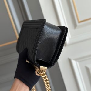 boy medium 25 black quilted caviar ghw