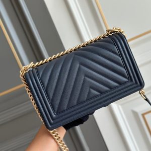 boy medium 25 dark blue chevron caviar aged ghw