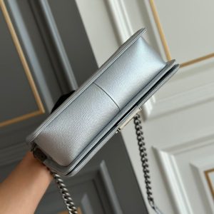 boy medium 25 grey quilted caviar ruthenium hardware