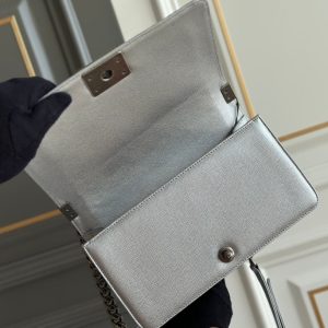 boy medium 25 grey quilted caviar ruthenium hardware