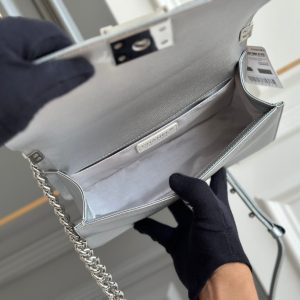 boy medium 25 grey chevron caviar silver hardware