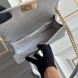 boy medium 25 grey chevron caviar aged gold hardware