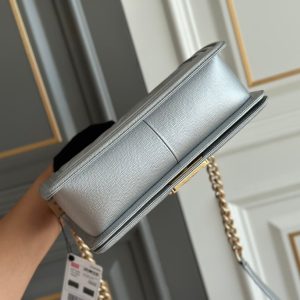 boy medium 25 grey chevron caviar aged gold hardware