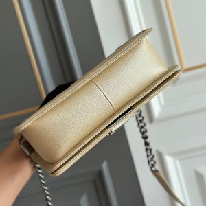 boy medium 25 beige chevron caviar ruthenium hardware