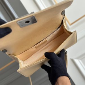 boy medium 25 beige chevron caviar ruthenium hardware