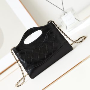 cc 24s31 nano shopping bag 17.5cm black lambskin gold hardware