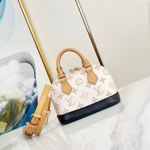 nano alma 18 beige monogram coated canvas brown black calfskin