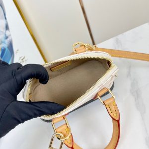 nano alma 18 beige monogram coated canvas brown black calfskin