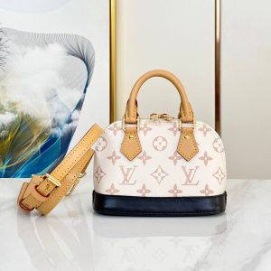 nano alma 18 beige monogram coated canvas brown black calfskin