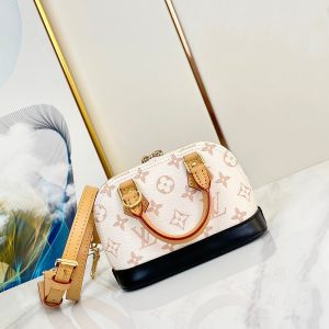 nano alma 18 beige monogram coated canvas brown black calfskin