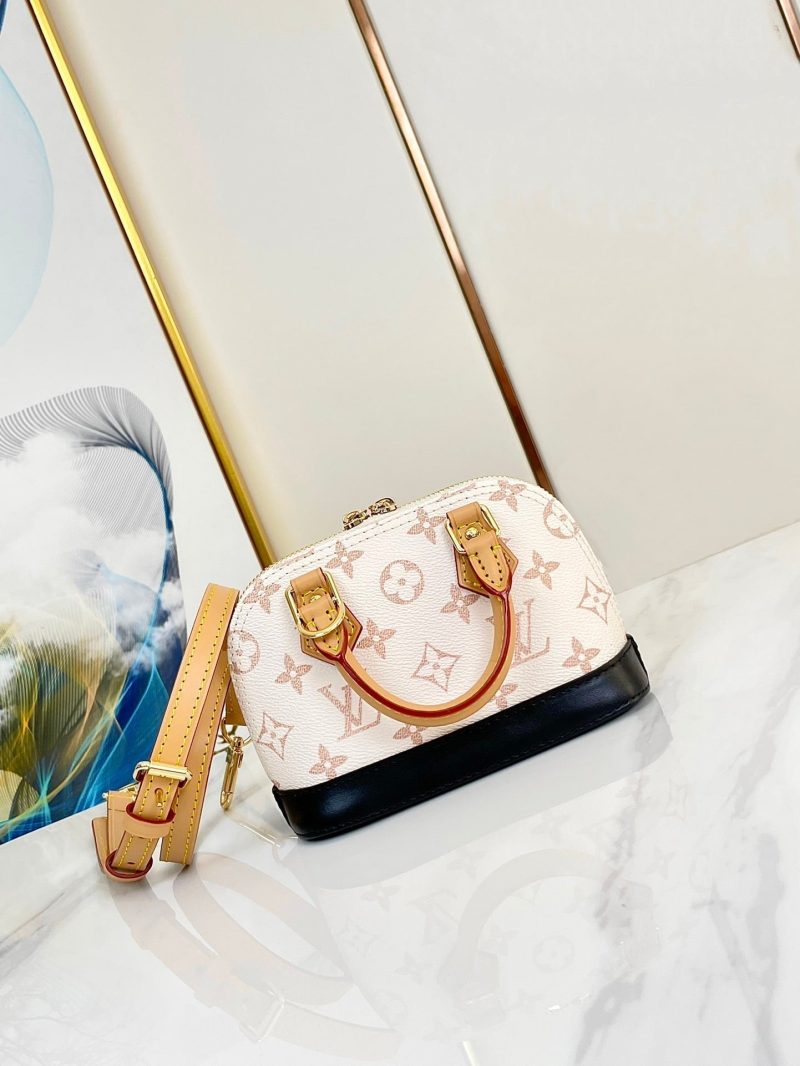 nano alma 18 beige monogram coated canvas brown black calfskin