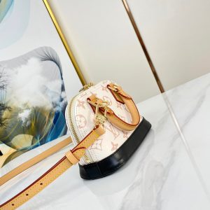 nano alma 18 beige monogram coated canvas brown black calfskin