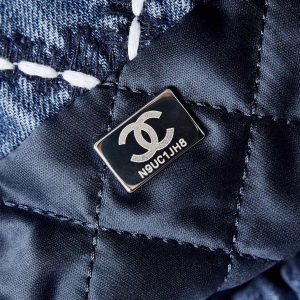 cc 22 mini backpack stitched blue denim silver hardware