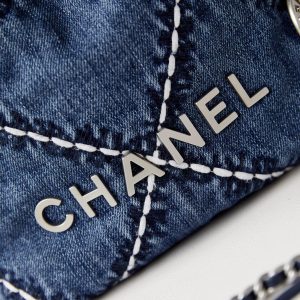 cc 22 mini backpack stitched blue denim silver hardware