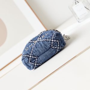 cc 22 mini backpack stitched blue denim silver hardware