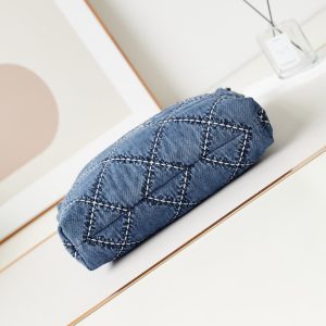 cc 22 hobo stitched blue denim silver hardware