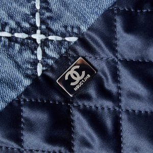 cc 22 hobo stitched blue denim silver hardware