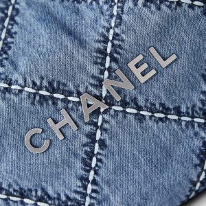 cc 22 hobo stitched blue denim silver hardware