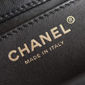 cc 24p mini flap bag 17cm black lambskin pearl chain