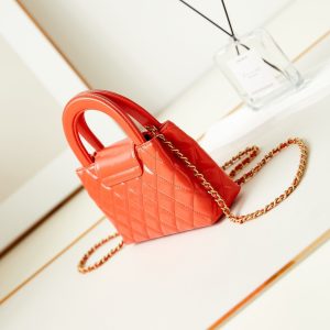 cc 24a nano 19cm kelly shopper bag hot orange lambskin