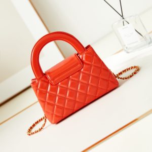 cc 24a nano 19cm kelly shopper bag hot orange lambskin
