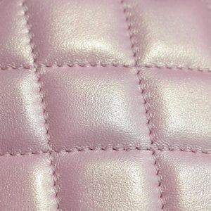 cc 24p mini flap bag 17cm pearlescent pink lambskin pearl chain