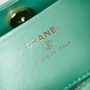 cc 24s31 nano shopping bag 17.5cm light green lambskin gold hardware