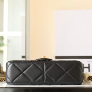 cc 24s mini flap bag 20cm black lambskin pearl ball