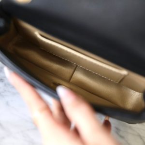 cc 24s mini flap bag 17cm black lambskin pearl ball