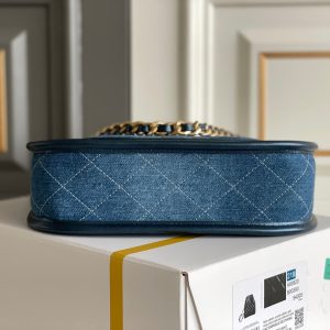 cc 24s 20cm hobo bag blue denim gold hardware