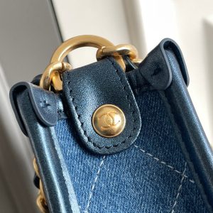 cc 24s 20cm hobo bag blue denim gold hardware