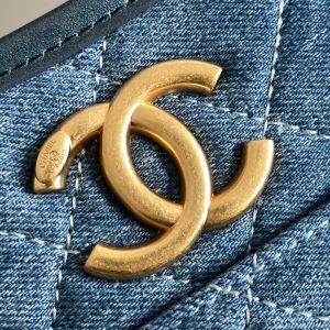 cc 24s 20cm hobo bag blue denim gold hardware