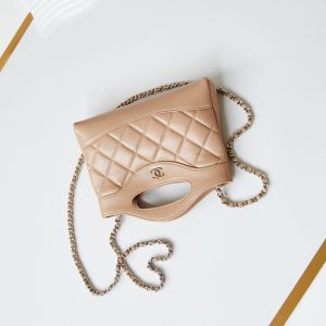 cc 24s31 nano shopping bag 17.5cm brown lambskin gold hardware