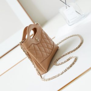 cc 24s31 nano shopping bag 17.5cm brown lambskin gold hardware