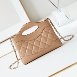 cc 24s31 nano shopping bag 17.5cm brown lambskin gold hardware