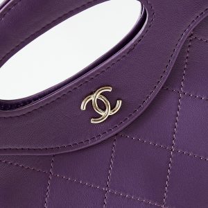 cc 24s31 nano shopping bag 17.5cm purple lambskin gold hardware