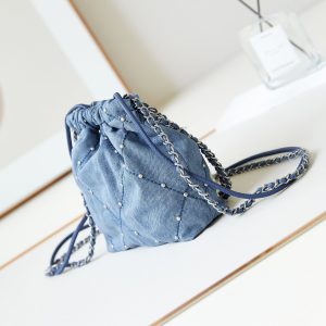 cc 22 mini backpack wasted blue denim silver hardware
