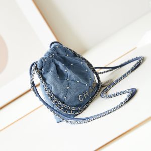 cc 22 mini backpack wasted blue denim silver hardware
