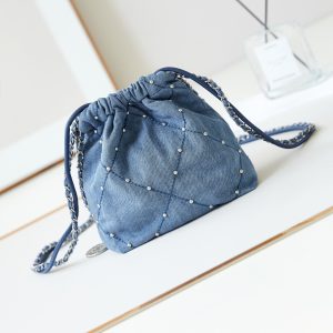 cc 22 mini backpack wasted blue denim silver hardware