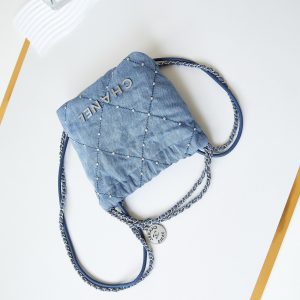 cc 22 mini backpack wasted blue denim silver hardware