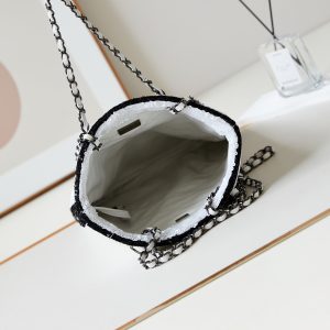 cc 24s31 shopping bag white black sequins black hardware