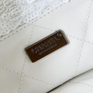 cc 24s31 shopping bag white black sequins black hardware