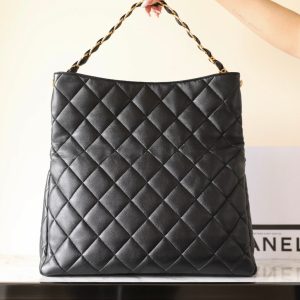 cc 24p hobo bag 36cm black lambskin gold hardware