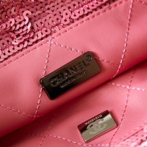 cc 24s31 shopping bag dark pink black sequins black hardware