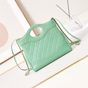 cc 24s31 mini shopping bag 22cm light green lambskin gold hardware