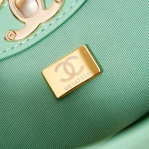 cc 24s31 mini shopping bag 22cm light green lambskin gold hardware