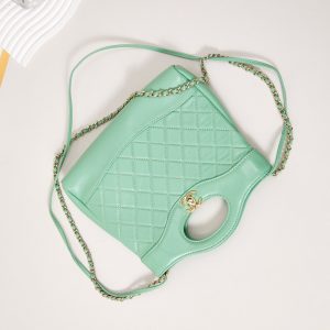 cc 24s31 mini shopping bag 22cm light green lambskin gold hardware