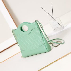 cc 24s31 mini shopping bag 22cm light green lambskin gold hardware