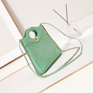 cc 24s31 mini shopping bag 22cm light green lambskin gold hardware